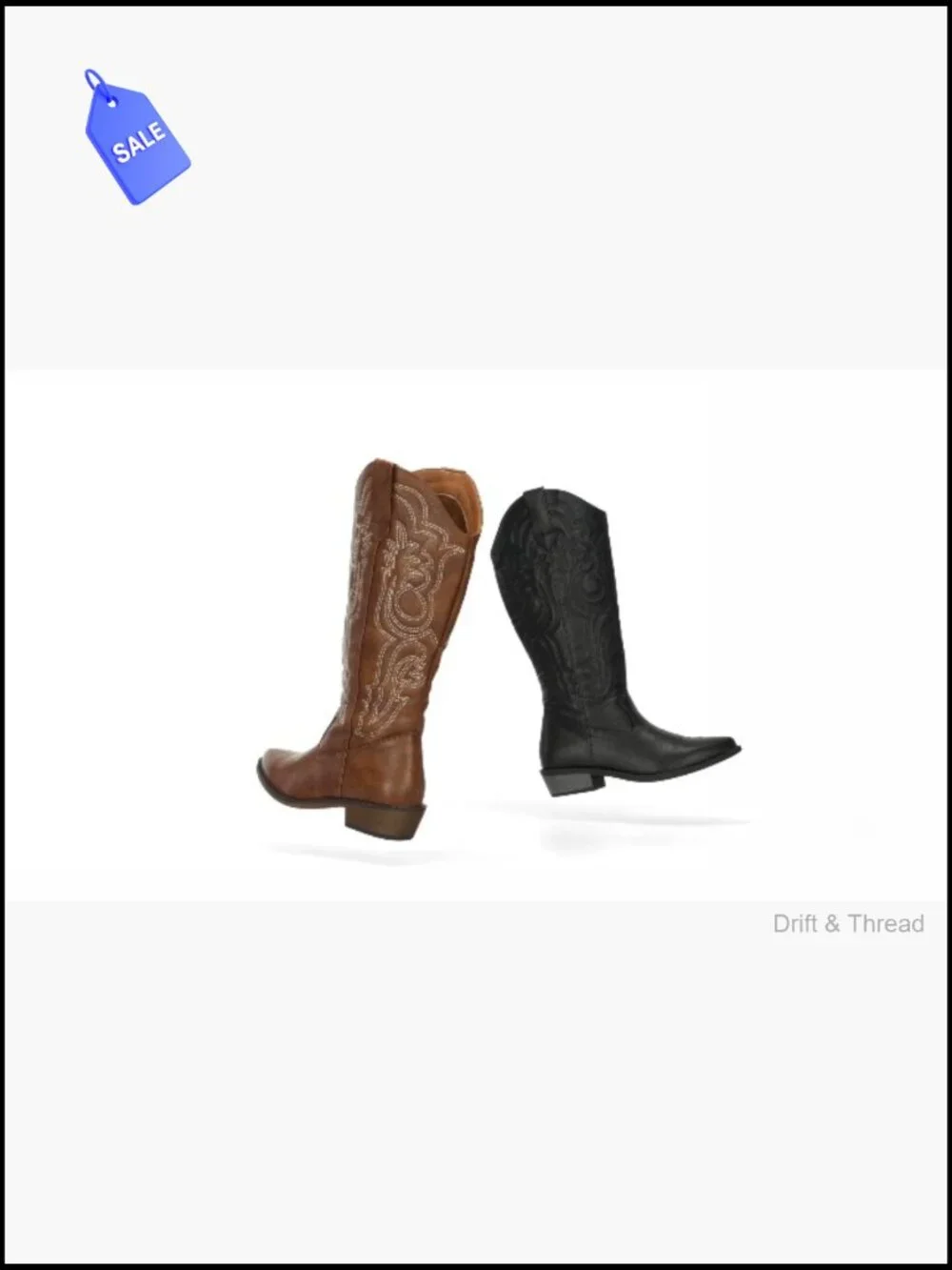 Women's Mid Calf Cowboy Boots Western Cowgirl Embroidery Chunky Heel Pull On
